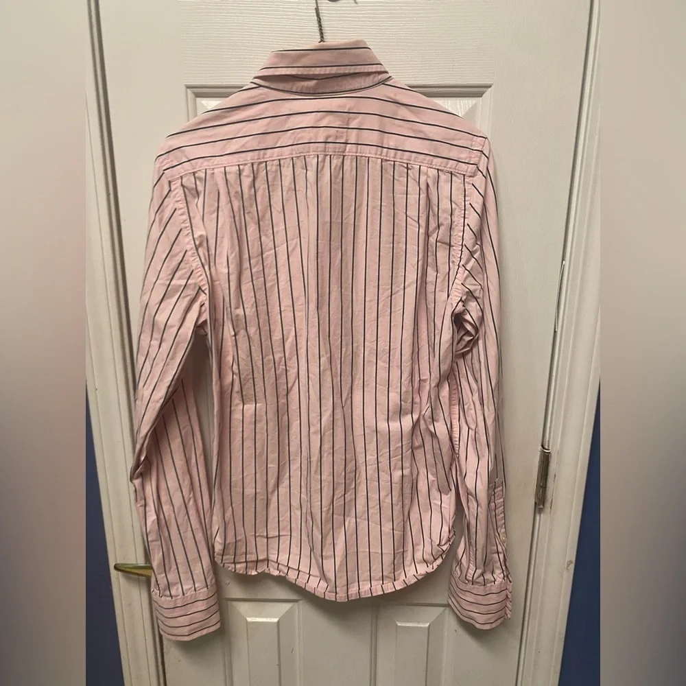 Hollister Men California Pink Stripe Size Small Button Down Shirt Long Sleeves